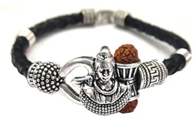 divinesouviners Leather Silver Coated Charm Bracelet