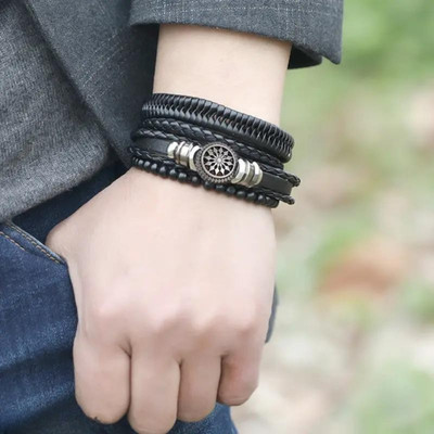 Rgulus Leather Rhodium Bracelet
