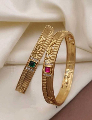 Primectrla Fab Plastic Diamond Gold-plated Bangle Set(Pack of 2)