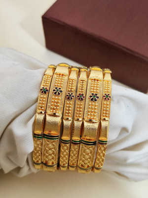 Patel Brass Gold-plated Bangle Set(Pack of 6)