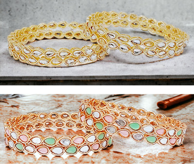 Chrishan Alloy Gold-plated Bangle Set(Pack of 2)