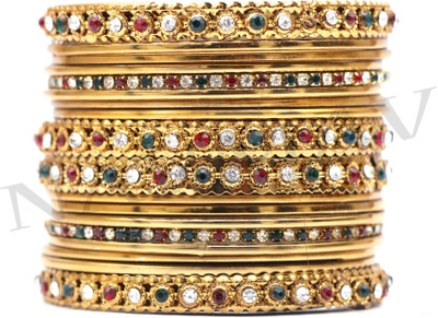 NAVMAV Brass Zircon Bangle Set(Pack of 18)