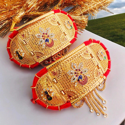 BAJUBAND Alloy Opal Gold-plated Armlet Set(Pack of 2)