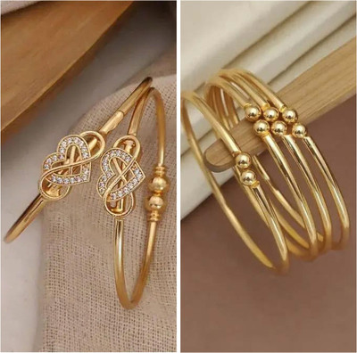 ANOUK Brass Diamond Gold-plated Bangle Set(Pack of 3)