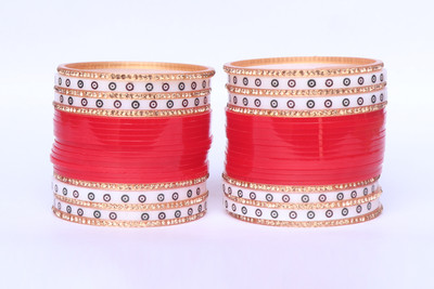 Valya Plastic Garnet Bangle Set(Pack of 44)