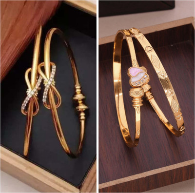 ANOUK Brass Diamond Gold-plated Bangle Set(Pack of 3)