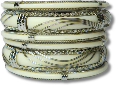FOMMOO Brass Silver Coated Bangle Set(Pack of 6)