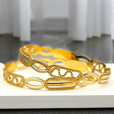Manikya Copper Gold-plated, Silver Coated, Rhodium Bangle Set(Pack of 2)