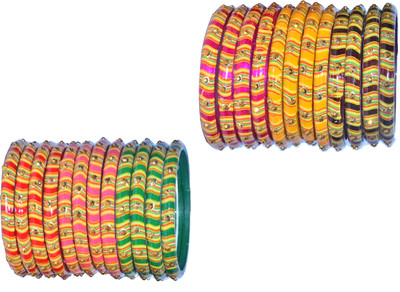 OJHA Glass Beads Bangle Set(Pack of 24)