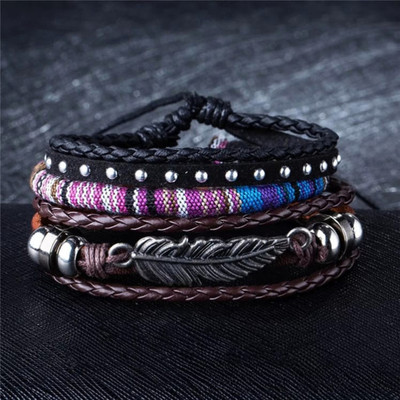 METRONAUT Metal, Alloy, Stainless Steel, Leather Black Silver Bracelet Set