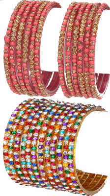 1st Time Glass Beads, Crystal Enamel Bangle Set(Pack of 10)