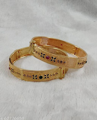 HouseOfCommon Brass Gold-plated Bangle Set(Pack of 2)