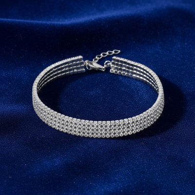 VAMA Metal Crystal Silver Bracelet