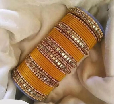 XOZTI Metal, Fabric Pearl Bangle Set(Pack of 10)