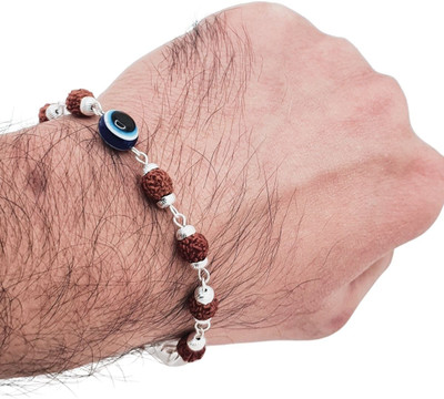DYAMOR JEWELLERY Rudraksha, Evil Eye Silver Armlet