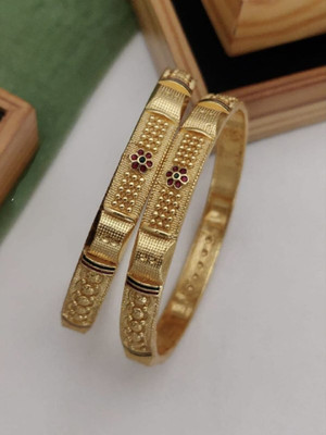 Univers Fashion Trends Brass Agate Gold-plated Bangle Set(Pack of 2)