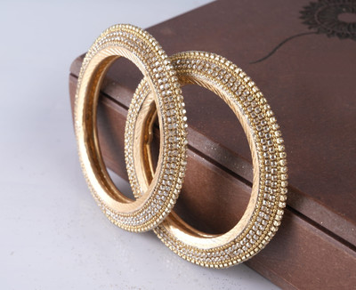 Cgenterorises Alloy Crystal Gold-plated Bangle Set(Pack of 2)