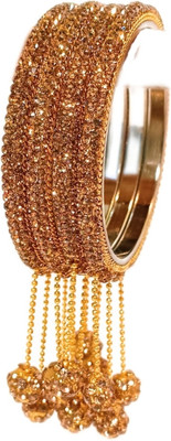 Shiv Brass Crystal Gold-plated Bangle Set(Pack of 4)