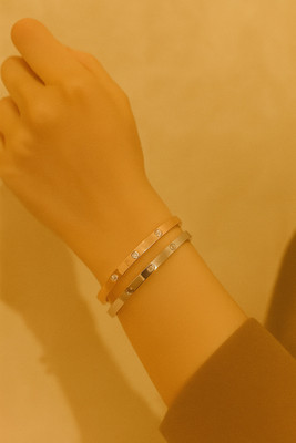 DIYA ASWANI Stainless Steel Cubic Zirconia Bangle Set(Pack of 2)