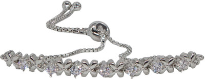 Manikya Brass Cubic Zirconia Silver Charm Bracelet