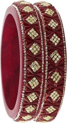 ZULKA Lac Beads, Zircon Bangle Set(Pack of 2)