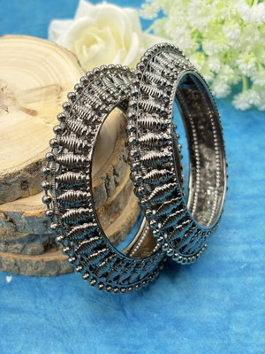 Kawai Brass Black Silver Bracelet Set(Pack of 2)