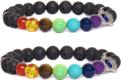 SUKHAD Stone Amber, Crystal, Turquoise, Quartz Bracelet(Pack of 2)