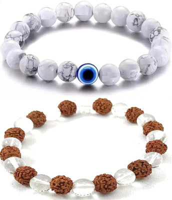 HouseOfCommon Stone, Crystal, Rudraksha, Evil Eye Bracelet(Pack of 2)