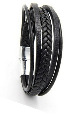 Vientiq Leather Silver Bracelet