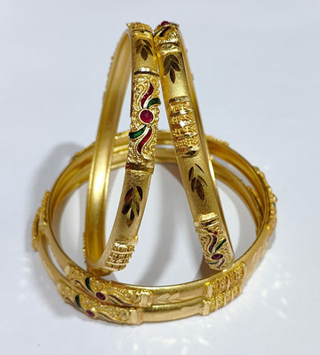 AnjaliImitation Brass Gold-plated Bangle Set(Pack of 4)