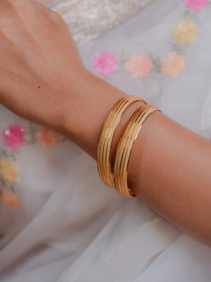 Zeraki Jewels Brass Gold-plated Bangle Set(Pack of 2)