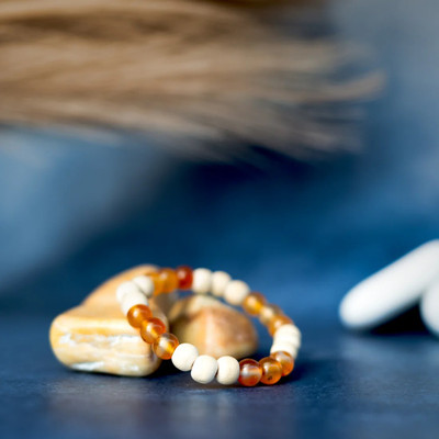 Chroma Collection Wood, Crystal, Glass Beads Bracelet