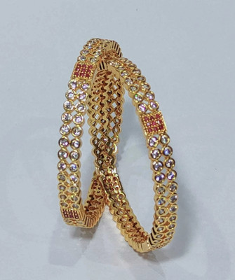 AASTHAS COLLECTIONS Alloy Zircon Gold-plated Bangle Set(Pack of 2)