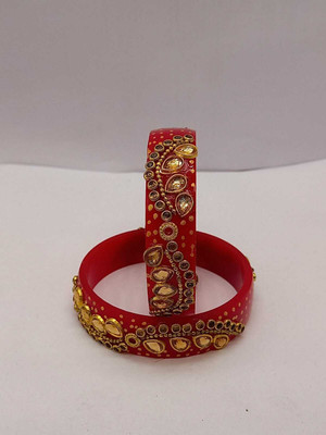 Rajwadi Plastic Crystal Bangle Set(Pack of 2)