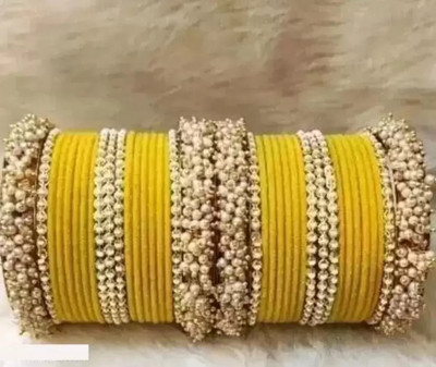 XOZTI Metal Pearl Bangle Set(Pack of 10)