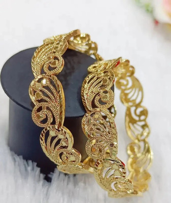 Divastri Brass Diamond Gold-plated Bangle Set(Pack of 2)