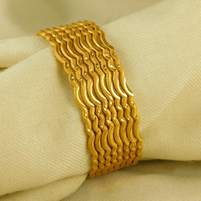 Prettything Alloy Gold-plated Bangle Set(Pack of 8)