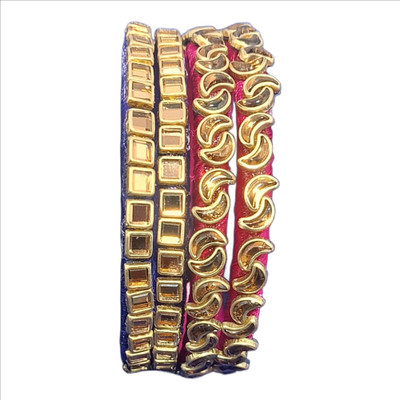 DGJ Plastic Cubic Zirconia Bangle Set(Pack of 4)