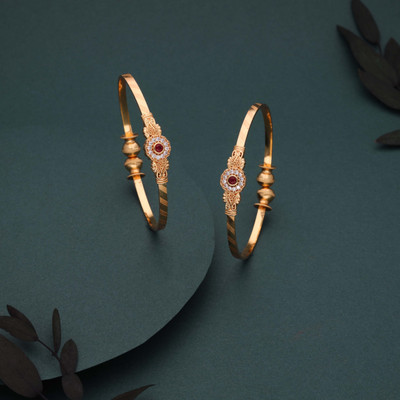 Divastri Brass Diamond Gold-plated Bangle(Pack of 2)