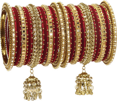 Rijoli Metal Zircon Gold-plated Bangle Set(Pack of 34)