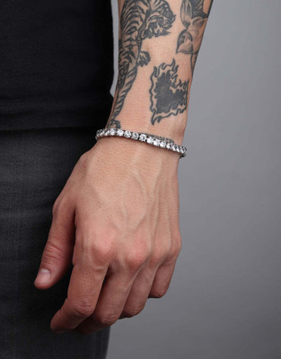 Rajwanti Collection Stainless Steel Diamond Sterling Silver Tennis Bracelet