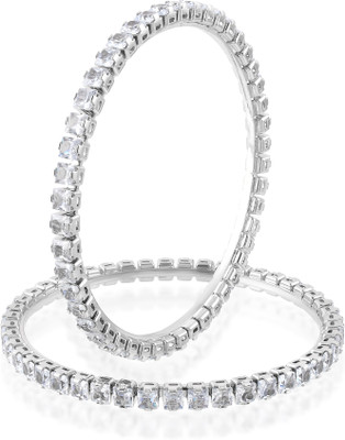 memoir Brass Silver Bangle Set(Pack of 2)