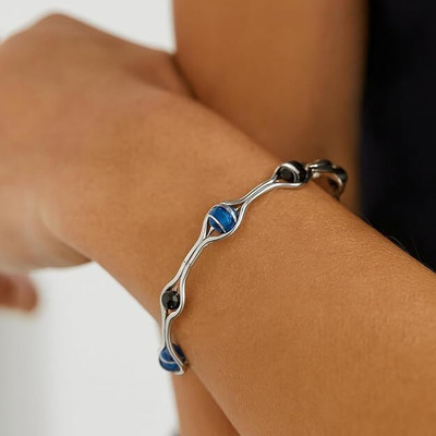 THANU'S CRAFT Stainless Steel Crystal Silver Bracelet