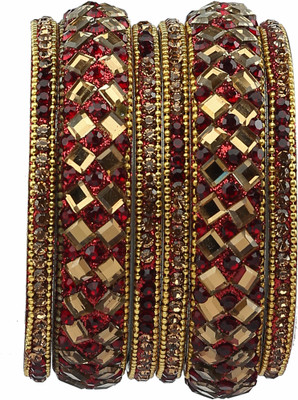 Amika Metal Beads, Zircon Gold-plated Bangle Set(Pack of 6)