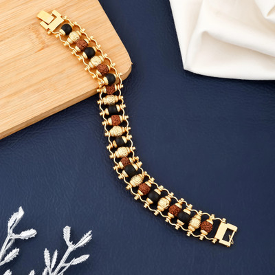 EiVAA Brass, Rudraksha Beads Gold-plated Bracelet