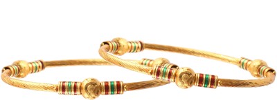 Jewar Mandi Brass Gold-plated Bangle Set(Pack of 2)
