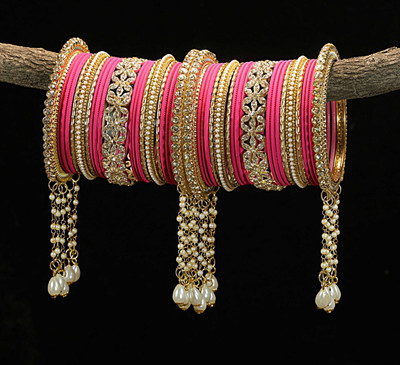 Rijoli Metal Zircon Gold-plated Bangle Set(Pack of 42)