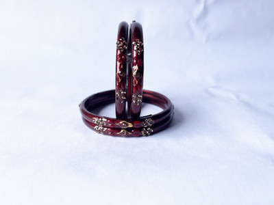 Karaavi Glass Crystal Enamel Bangle Set(Pack of 4)