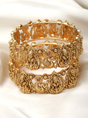 Karatcart Alloy Crystal Gold-plated Bangle Set(Pack of 2)