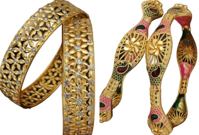 NirjaFAshion Brass Gold-plated Bracelet(Pack of 2)